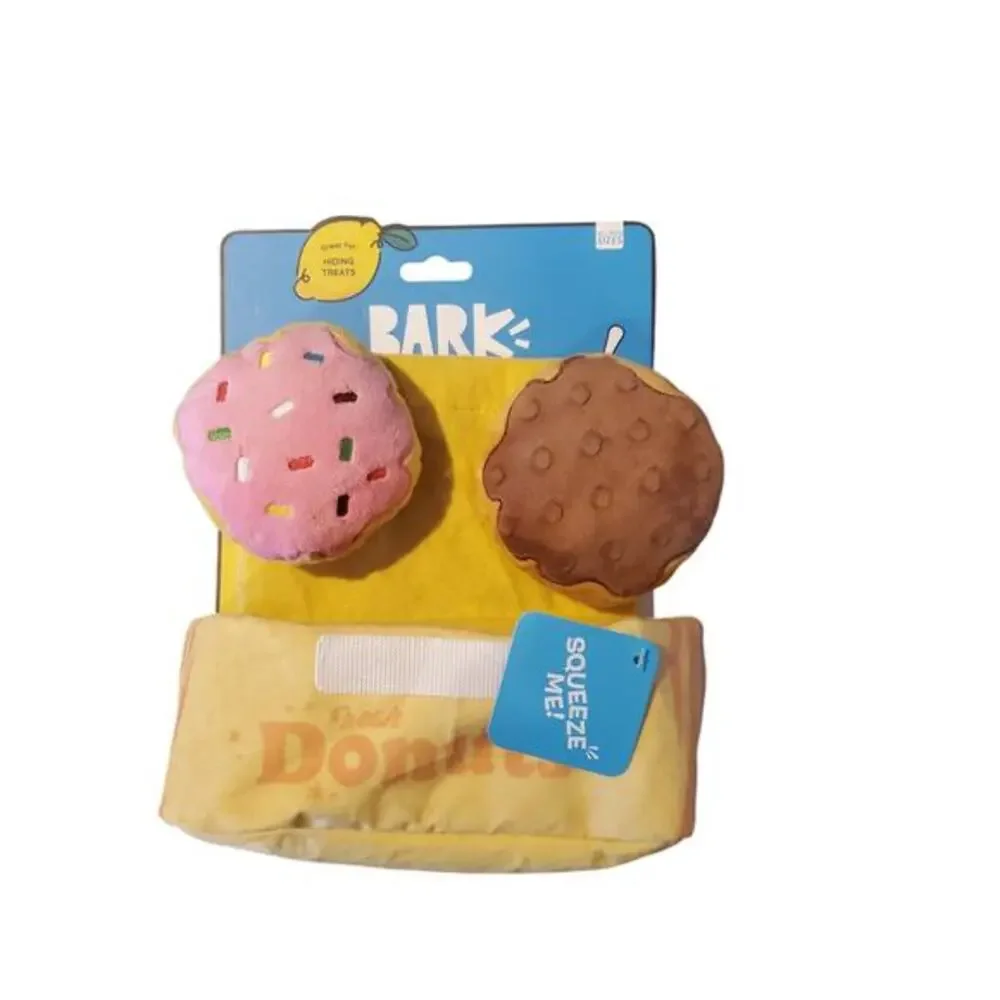 Bark Barkfest In Bed Fresh Barked Donuts Dog‎ Toy Brown Pink Plush New